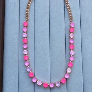 Hot Pink, Pink Opal + Lilac Pink Rose Gold Crystal Statement Tennis Necklace
